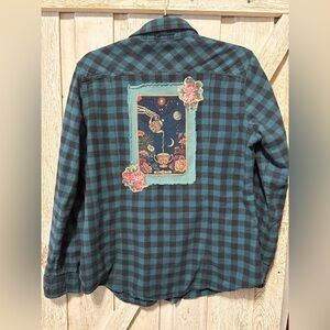 Spill The Tea Floral Flannel - Upcycled Shirt